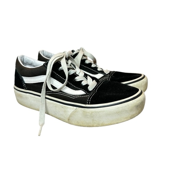 Vans Off The Wall Old Skool Black White Suede Canvas Skater Shoes Kids 3.5 - Picture 1 of 12